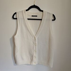 Brandy Melville White Sleeveless Cardigan